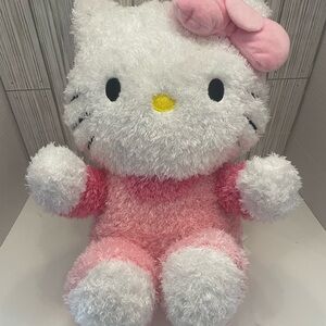 Hello Kitty Sanrio Large Soft Fuzzy Pink White Plush